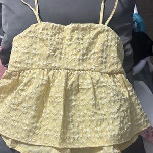 SHEIN Yellow Floral Textured Camisole